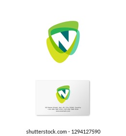 N logo. Multicolor shapes and N letter. Web, user interface icon. Identity. Business card.