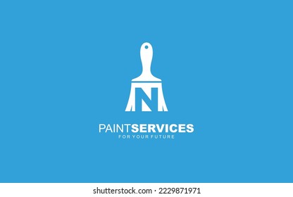 N logo paint brush for identity. construction template vector illustration for your brand.