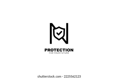 N logo protection for branding company. security template vector illustration for your brand.
