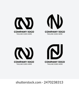 N logo set flat design