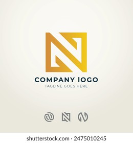 N logo set flat design template collection
