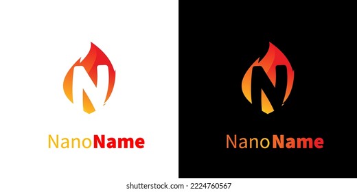 N logo set. isolated fire negative space alphabet logo. vector illustration