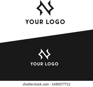 n logo with sharp corners star shape