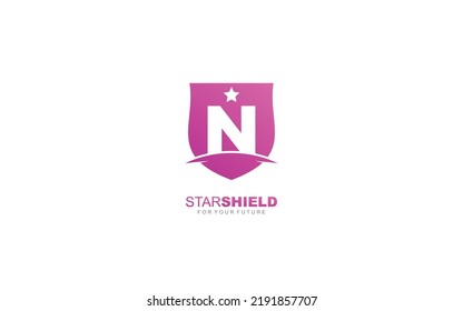 N logo shield for branding company. security template vector illustration for your brand.