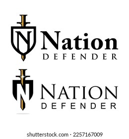 N logo with shield and sword