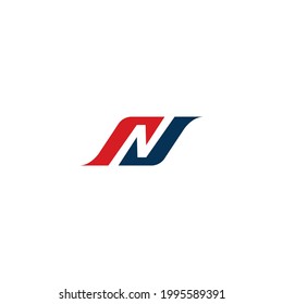 N Logo Simple Combination Red and Blue Color