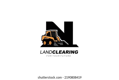 n logo Skid steer vector for construction company. Heavy equipment template vector illustration for your brand.