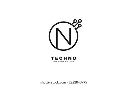 N logo TECHNO for identity. Letter template vector illustration for your brand.