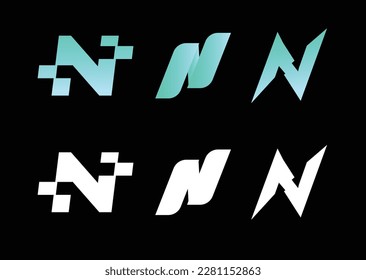 N logo unique letter gradient illustrations collection