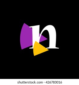 N Logo.. Vector Graphic Business Branding Letter Element Illustration with Colorful Triangles. Dark Background