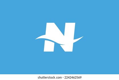 N Logo with wave letter concept for template 