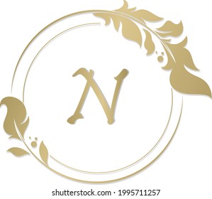 N Logo.Letter .Abstract N Design Vector in Gold Colors.
