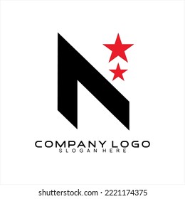 N logos. Letter N vector logo design with two stars.