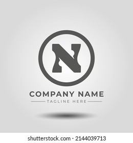 N logotype with cat silhouette Premium vector