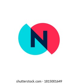 N logotype logo template - sliced circle design with modern colours design vector