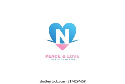 N LOVE logo design inspiration. Vector letter template design for brand.
