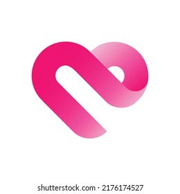 N LOVE logo design inspiration. Vector letter template design for brand, Letter N Heart love Logo Design, Brand Identity Logos Designs Vector Illustration Template