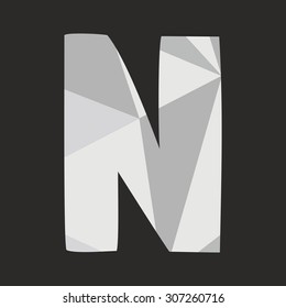 N low poly hand drawn wrapping surface alphabet letter isolated on black background vector illustration
