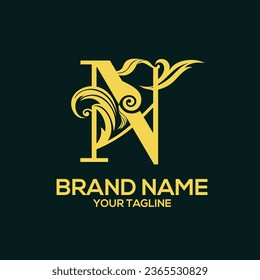 N Luxury Letter Logo Design Vector