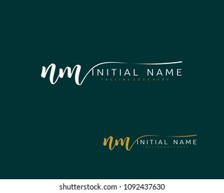 N M Initial handwriting logo vector. Hand lettering for designs.