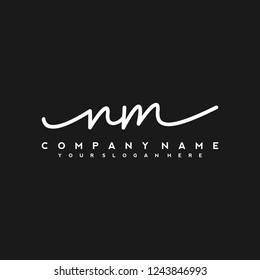 N M Initial handwriting logo vector