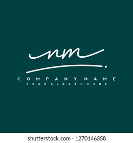 N M Initial handwriting logo vector