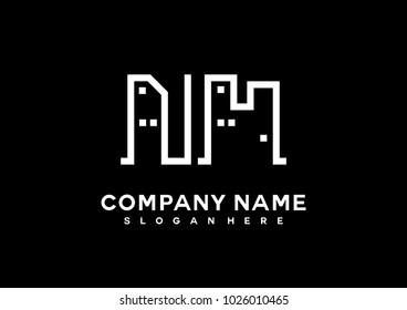 N M initial logo template vector