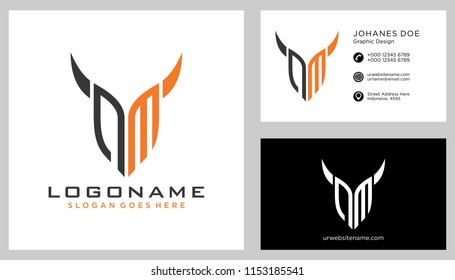 N M initial logo template vector