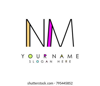 N & M initial minimalist logo template vector