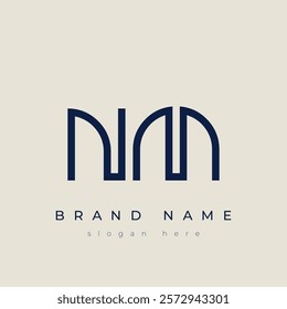 N and M logo design. NM abstract Letters Logo Monogram. This logo design is the process of creating a visual symbol that represents a brand, company, or individual.