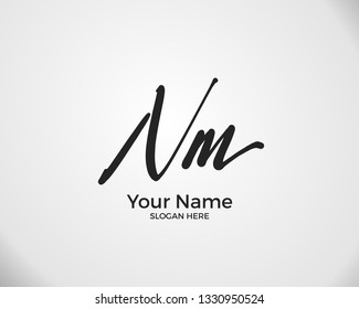 N M NM initial logo signature vector. Handwriting concept logo.