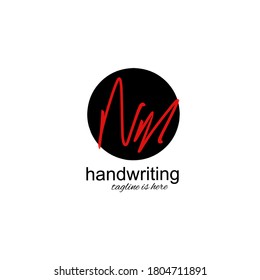 N m Nm initial logo handwriting template vector