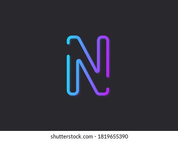N, modern gradient letter. Trendy, dynamic creative style design. For logo, brand label, design elements, application and more. Isolated vector illustration