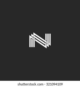 N monogram letter logo, overlapping thin line, design element wedding invitation, business card or hotel NNN emblem