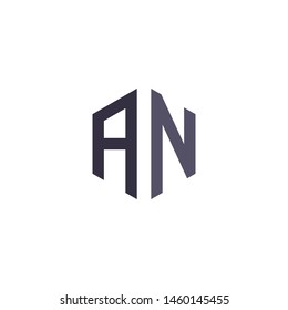 A and N monogram log design,simple minimal modern style logomark in black white,brand logo template