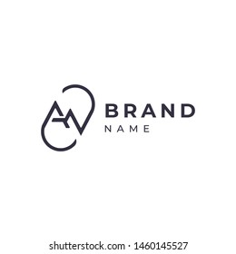 A and N monogram log design,simple minimal modern style logomark in black white,brand logo template