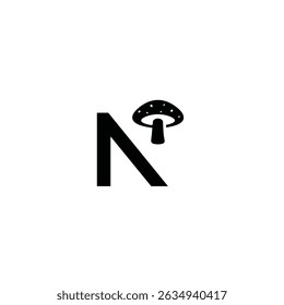 N mushroom vector technology logo design