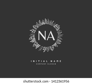 N A NA Beauty vector initial logo, handwriting logo of initial wedding, fashion, jewerly, heraldic, boutique, floral and botanical with creative template for any company or business.