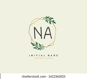 N A NA Beauty vector initial logo, handwriting logo of initial wedding, fashion, jewerly, heraldic, boutique, floral and botanical with creative template for any company or business.