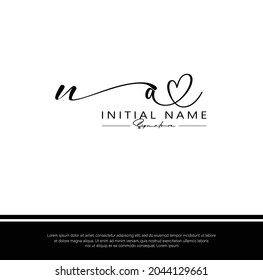 N A NA Escritura manuscrita inicial y logotipo de la firma. Logo inicial del vector de belleza .Moda, boutique, floral y botánica	