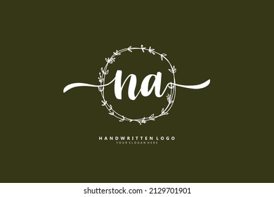 N A NA logo, Initial lettering handwriting or handwritten for identity. Logo with signature and hand drawn style.