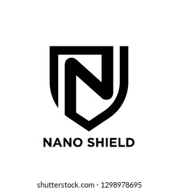 n nano initial letter shield logo icon designs vector illustration