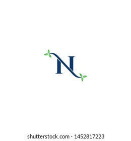 N Nature Leaf logo design vector