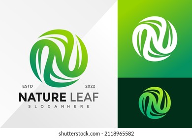 N Nature Leaf Logo Design Vector illustration template