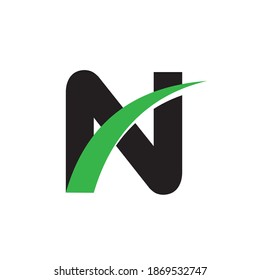 N nature letter logo design vector