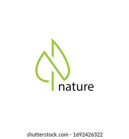 N nature logo concept template.