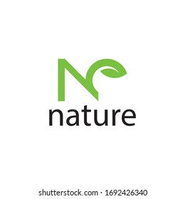 N nature logo concept template.