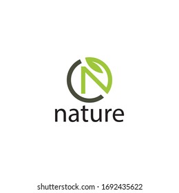 N nature logo concept template.