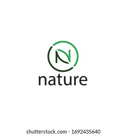 N nature logo concept template.