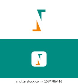 N negative space letter logo, n letter